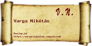Varga Nikétás névjegykártya